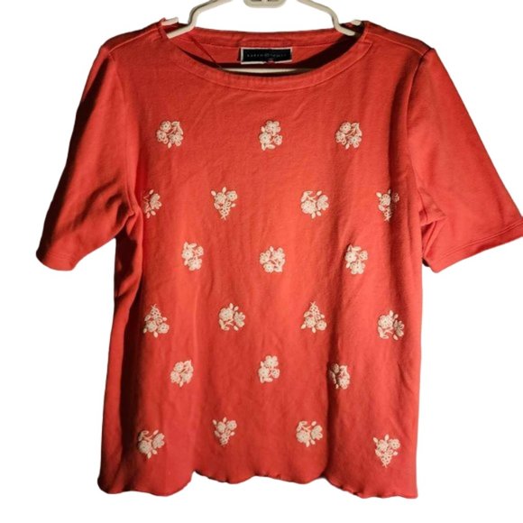 Karen Scott Tops - EUC Karen Scott Coral Blouse with Floral design